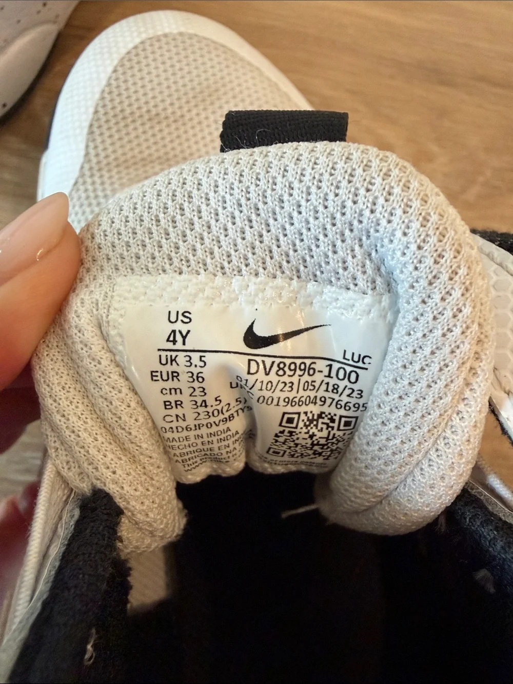 Nike Kids White and Black High-Top Sneakers with Velcro Strap